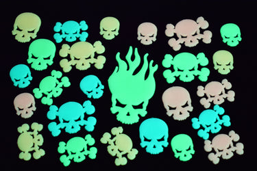 24 Piece Glow in the Dark Multicolor Skulls Wall Ceiling Decor